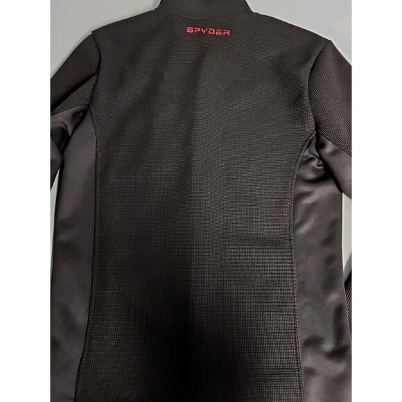 SPYDER Black Jacket Youth L 14/16 Fleece Lined Waffle Knit Full Zip Mock Neck - Picture 9 of 9